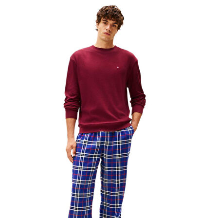 Tommy Hilfiger Erkek Mor Uzun Kollu Waffle Sweatshirt UM0UM03620