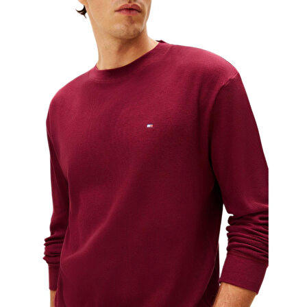 Tommy Hilfiger Erkek Mor Uzun Kollu Waffle Sweatshirt UM0UM03620