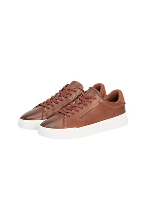 Erkek Süet Detaylı Deri Kort Sneaker - Kahverengi | 43