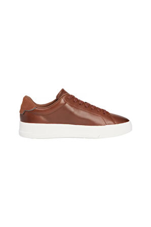 Erkek Süet Detaylı Deri Kort Sneaker - Kahverengi | 43
