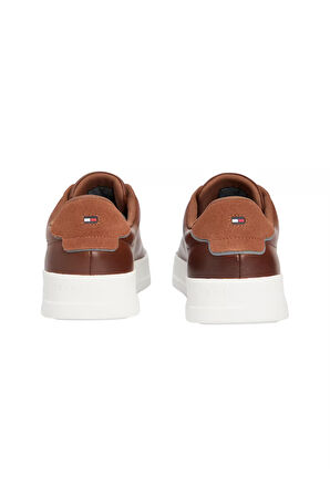 Erkek Süet Detaylı Deri Kort Sneaker - Kahverengi | 43