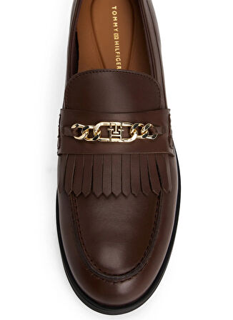 Tommy Hilfiger Deri Koyu Kahve Kadın Loafer FW0FW08971GV0