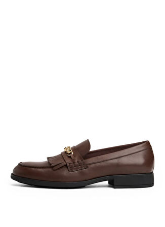 Tommy Hilfiger Deri Koyu Kahve Kadın Loafer FW0FW08971GV0
