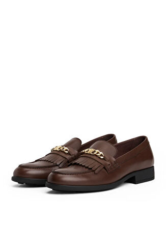 Tommy Hilfiger Deri Koyu Kahve Kadın Loafer FW0FW08971GV0