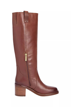 Kadın Blok Topuklu Uzun Binici Çizmesi - Taba | 37