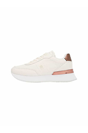 Kadın Metalik Detaylı Chic Fashion Runner Sneaker - Krem | 37