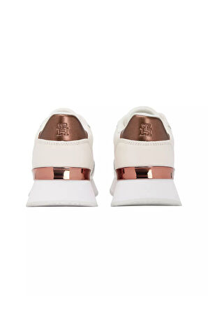 Kadın Metalik Detaylı Chic Fashion Runner Sneaker - Krem | 37