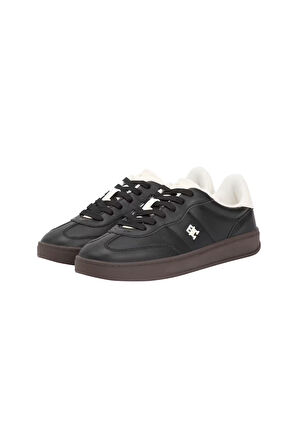 Kadın Kontrast Topuklu Monogram Logolu Sneaker - Siyah | 38