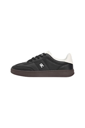 Kadın Kontrast Topuklu Monogram Logolu Sneaker - Siyah | 38