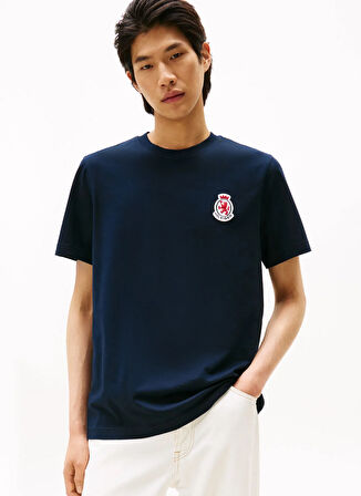 Tommy Hilfiger Bisiklet Yaka Mavi Erkek T-Shirt MW0MW40024DW5_RWB CREST TEE