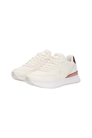 Kadın Metalik Detaylı Chic Fashion Runner Sneaker - Krem | 40