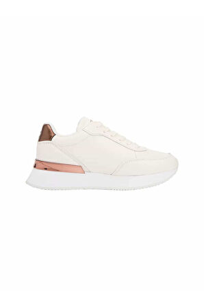 Kadın Metalik Detaylı Chic Fashion Runner Sneaker - Krem | 40