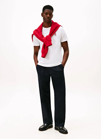 Tommy Hilfiger Bisiklet Yaka Beyaz Erkek T-Shirt MW0MW40024YBR_RWB CREST TEE