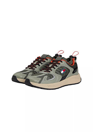 Erkek Farklı Materyalli Runner Sneaker - Yeşil | 44