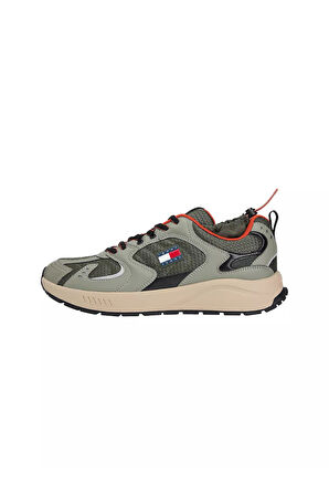 Erkek Farklı Materyalli Runner Sneaker - Yeşil | 44