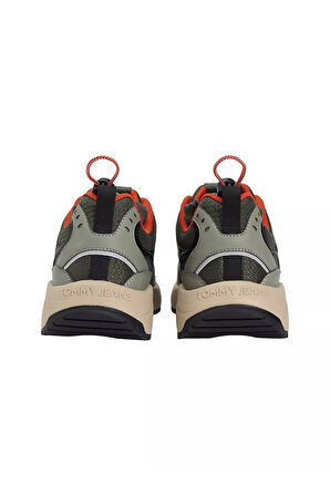 Erkek Farklı Materyalli Runner Sneaker - Yeşil | 44