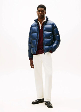 Tommy Hilfiger Mavi Erkek Mont MW0MW40617C1G_SHINY DOWN STAND PUFF