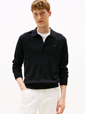 PIMA ORG CTN CASHMERE LS POLO Erkek Siyah Kazak - MW0MW36519