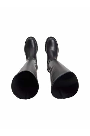 Kadın Konçlu Kalın Tabanlı Uzun Çizme - Siyah | 40