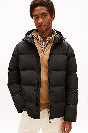 Erkek Regular Fit Kapüşonlu Dolgulu Şişme Mont - Siyah | XL