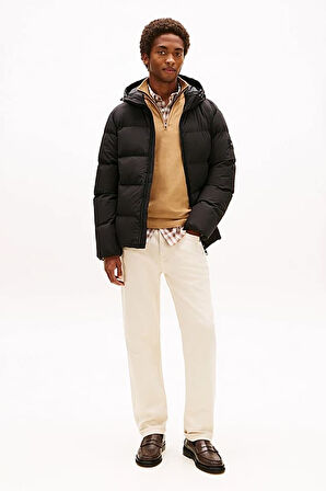 Erkek Regular Fit Kapüşonlu Dolgulu Şişme Mont - Siyah | XL