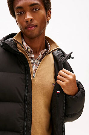 Erkek Regular Fit Kapüşonlu Dolgulu Şişme Mont - Siyah | XL