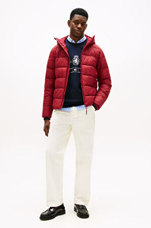 Erkek Orta Kalınlık Kapüşonlu Mont - Kırmızı | M