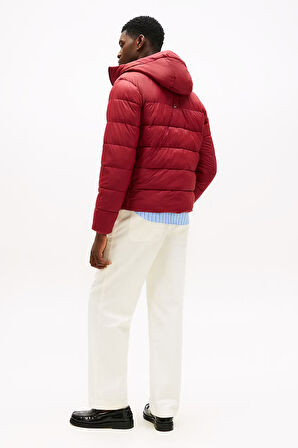 Erkek Orta Kalınlık Kapüşonlu Mont - Kırmızı | M