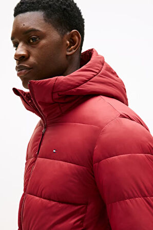 Erkek Orta Kalınlık Kapüşonlu Mont - Kırmızı | M