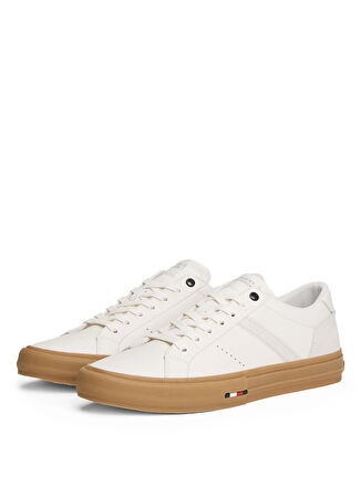 Tommy Hilfiger Deri Ekru Erkek Günlük Ayakkabı TH HI VULC LTH STREET