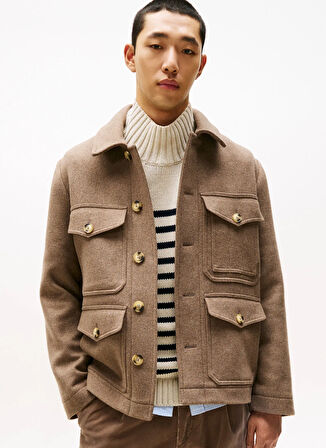 Tommy Hilfiger Normal Bej Erkek Ceket MW0MW40624AFE_WOOL 4PKT JACKET