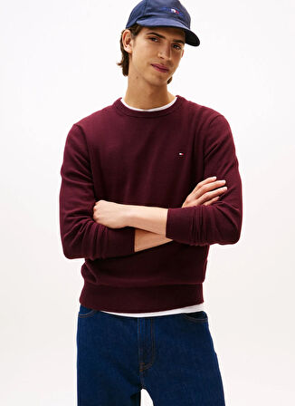 Tommy Hilfiger Bisiklet Yaka Normal Kırmızı Erkek Kazak MW0MW28046XIH_PIMA ORG CTN CASHMERE