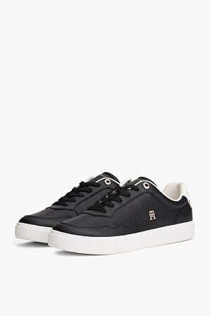 Kadın TH Monogram Plaque Court Sneakers - Siyah | 38
