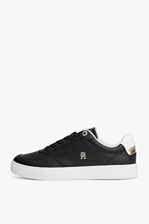 Kadın TH Monogram Plaque Court Sneakers - Siyah | 38