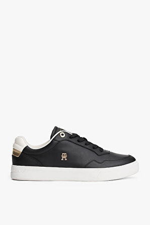 Kadın TH Monogram Plaque Court Sneakers - Siyah | 40