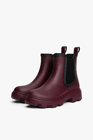 Kadın Warm Lined Chelsea Yağmur Botu - Bordo | 38