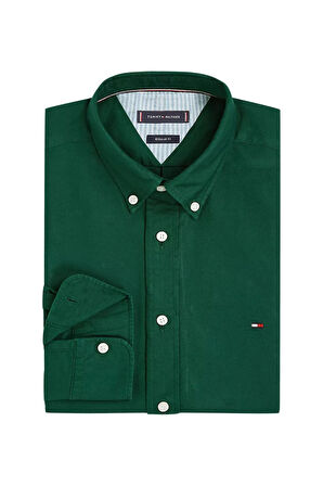 Erkek Regular Fit Düğmeli Yaka Oxford Gömlek - Koyu Yeşil | S