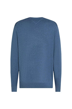 Erkek Regular Fit V Yaka Pamuklu Triko Kazak - Mavi  | XL