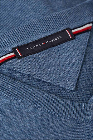 Erkek Regular Fit V Yaka Pamuklu Triko Kazak - Mavi  | XL