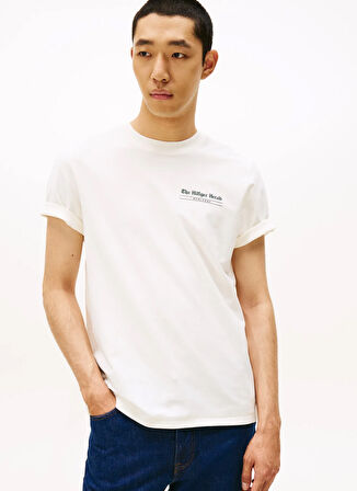 Tommy Hilfiger Bisiklet Yaka Sarı Erkek T-Shirt MW0MW40008Z00_HILFIGER HERALD BACK