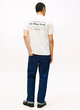 Tommy Hilfiger Bisiklet Yaka Sarı Erkek T-Shirt MW0MW40008Z00_HILFIGER HERALD BACK