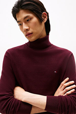 Erkek Regular Fit Kaşmir Karışımlı Balıkçı Yaka Kazak - Bordo | M