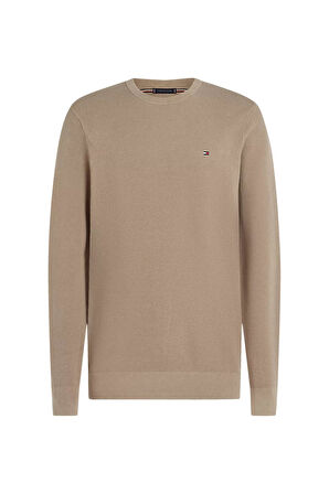 Erkek Regular Fit Dokulu Örgü Bisiklet Yaka Triko Kazak - Bej | XL