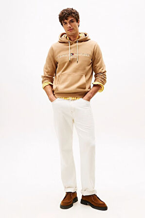 Erkek Regular Fit Kapüşonlu Logolu Sweatshirt - Açık Camel | XL