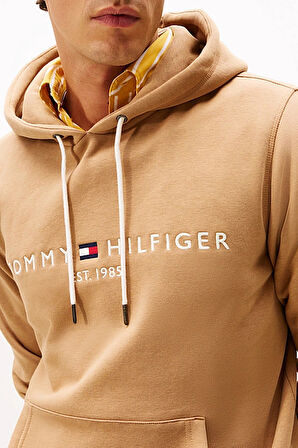 Erkek Regular Fit Kapüşonlu Logolu Sweatshirt - Açık Camel | XL