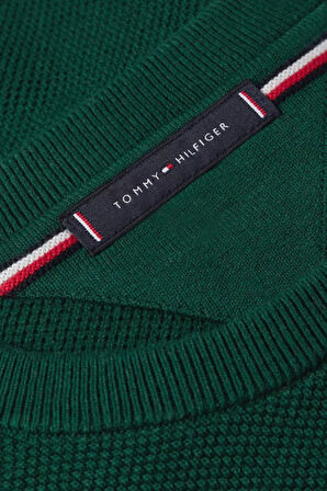 Erkek Regular Fit Dokulu Örgü Bisiklet Yaka Triko Kazak - Koyu Yeşil | L