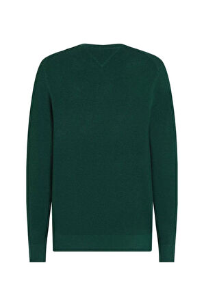 Erkek Regular Fit Dokulu Örgü Bisiklet Yaka Triko Kazak - Koyu Yeşil | XL