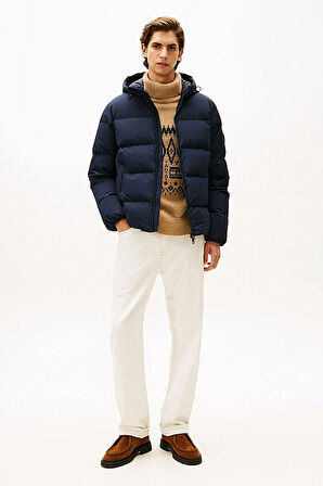 Erkek Regular Fit Kapüşonlu Dolgulu Şişme Mont - Lacivert | XS