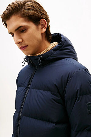 Erkek Regular Fit Kapüşonlu Dolgulu Şişme Mont - Lacivert | S