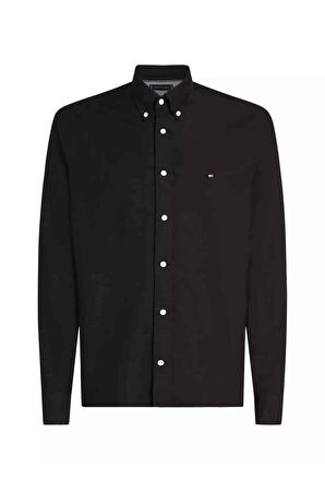 Erkek Regular Fit Düğmeli Yaka Oxford Gömlek - Siyah | XL